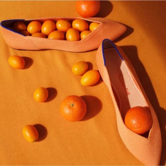 Rothy’s The Point Tangerine Washable Comfort Flat Size 10.5 - Picture 11 of 13
